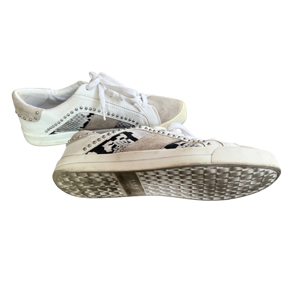 Zara Studded Snake Print Sneakers Neutral Leather EU 40 US 9 - Picture 8 of 9
